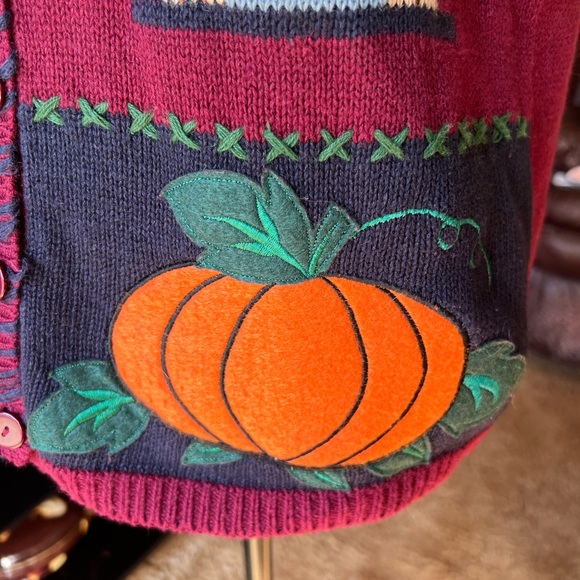 Woman’s vintage Capacity fall embroidered knit sweater vest. - Picture 11 of 16